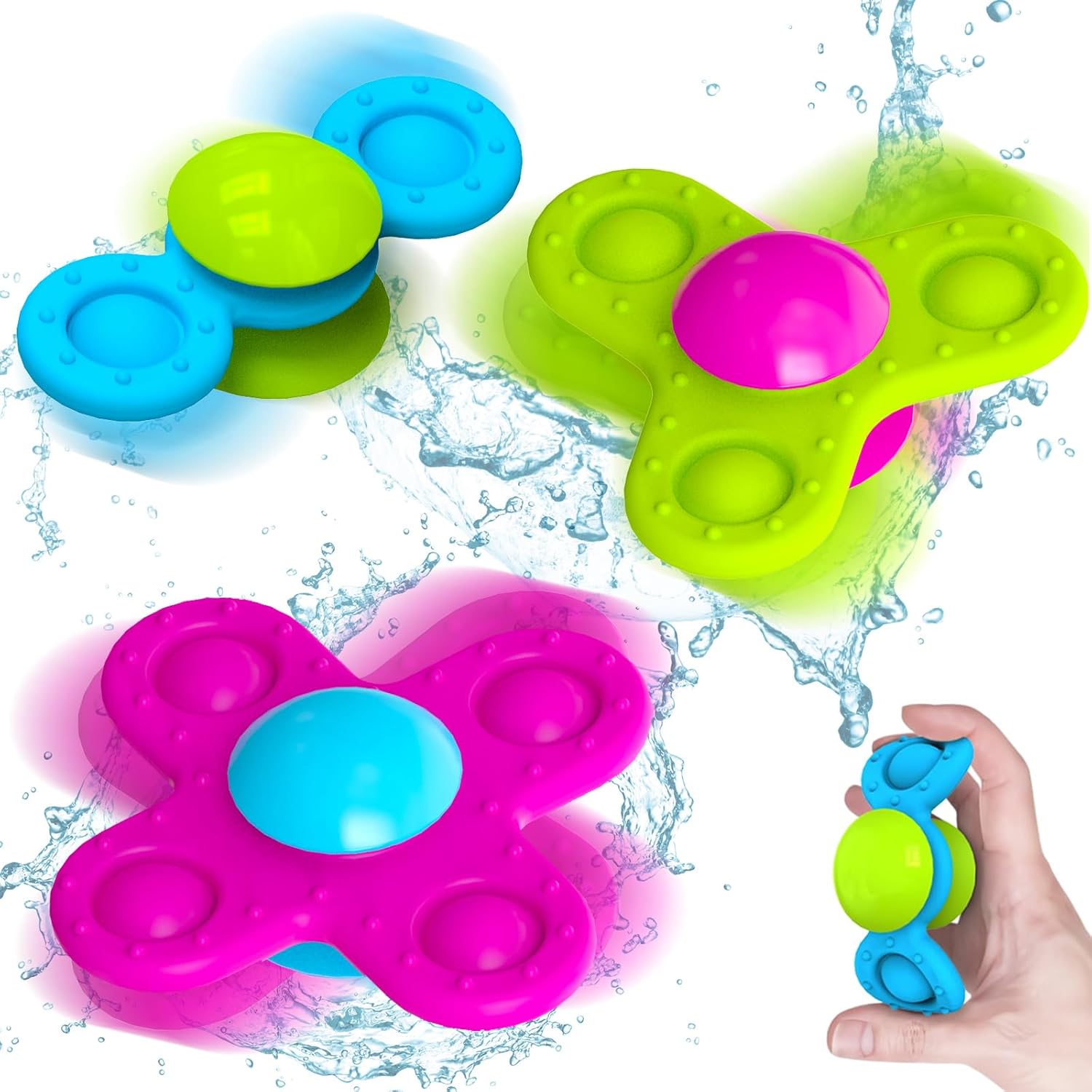 Guibola Suction Cup Spinners for Babies, Strong Suction Cup Bath Toys for Toddle...