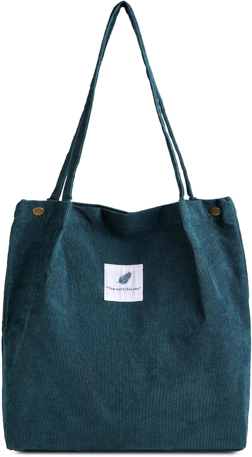 FITDON Corduroy Totes Bag, Shoulder Handbags for Women Girls Big Capacity Shoppi...