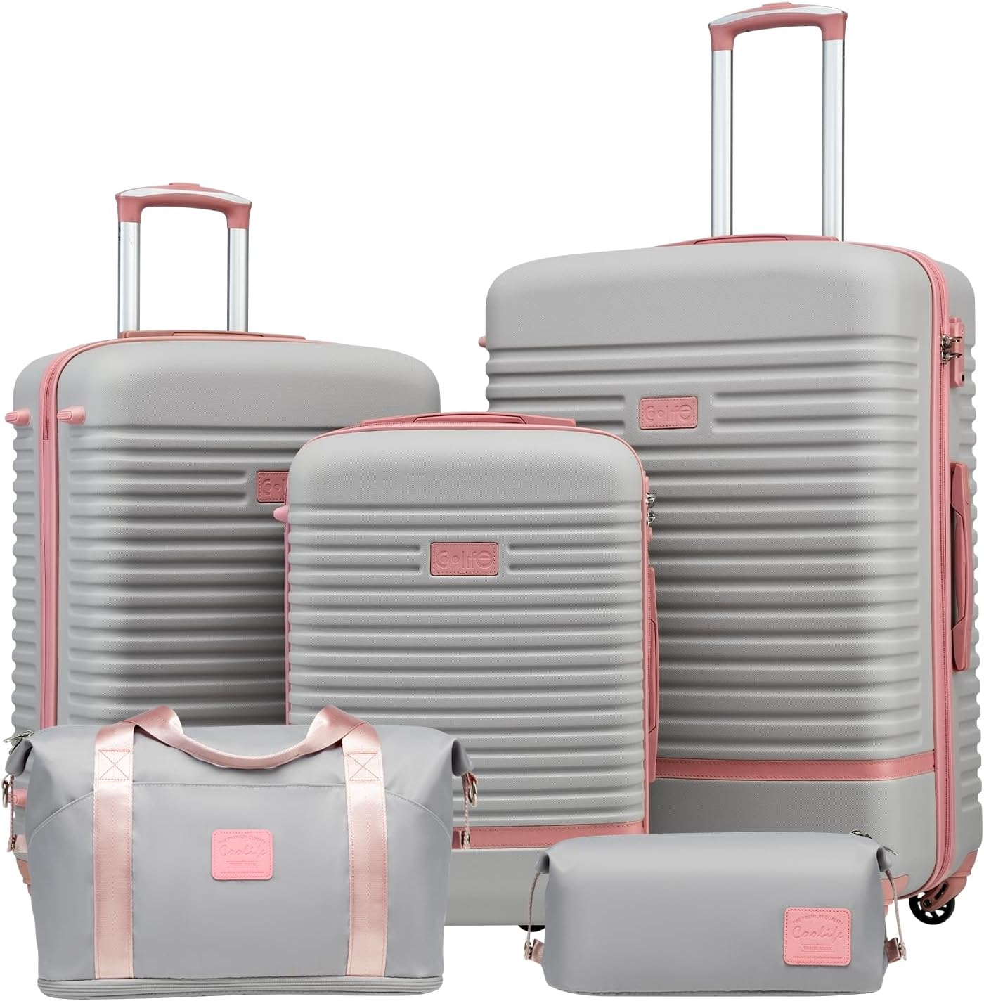 COOLIFE Suitcase Trolley Carry On Hand Cabin Luggage Hard Shell Travel Bag Light...