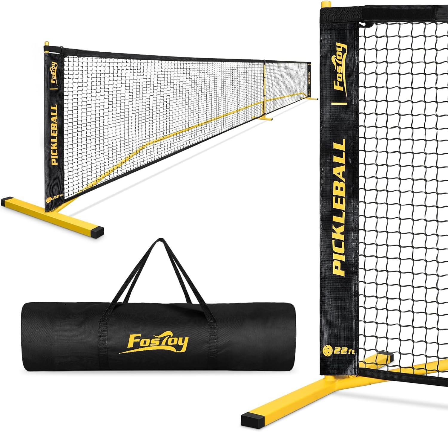 Portable Pickleball Net Set with Wheels, Regulation Size 22 FT & Half Court 11 F...