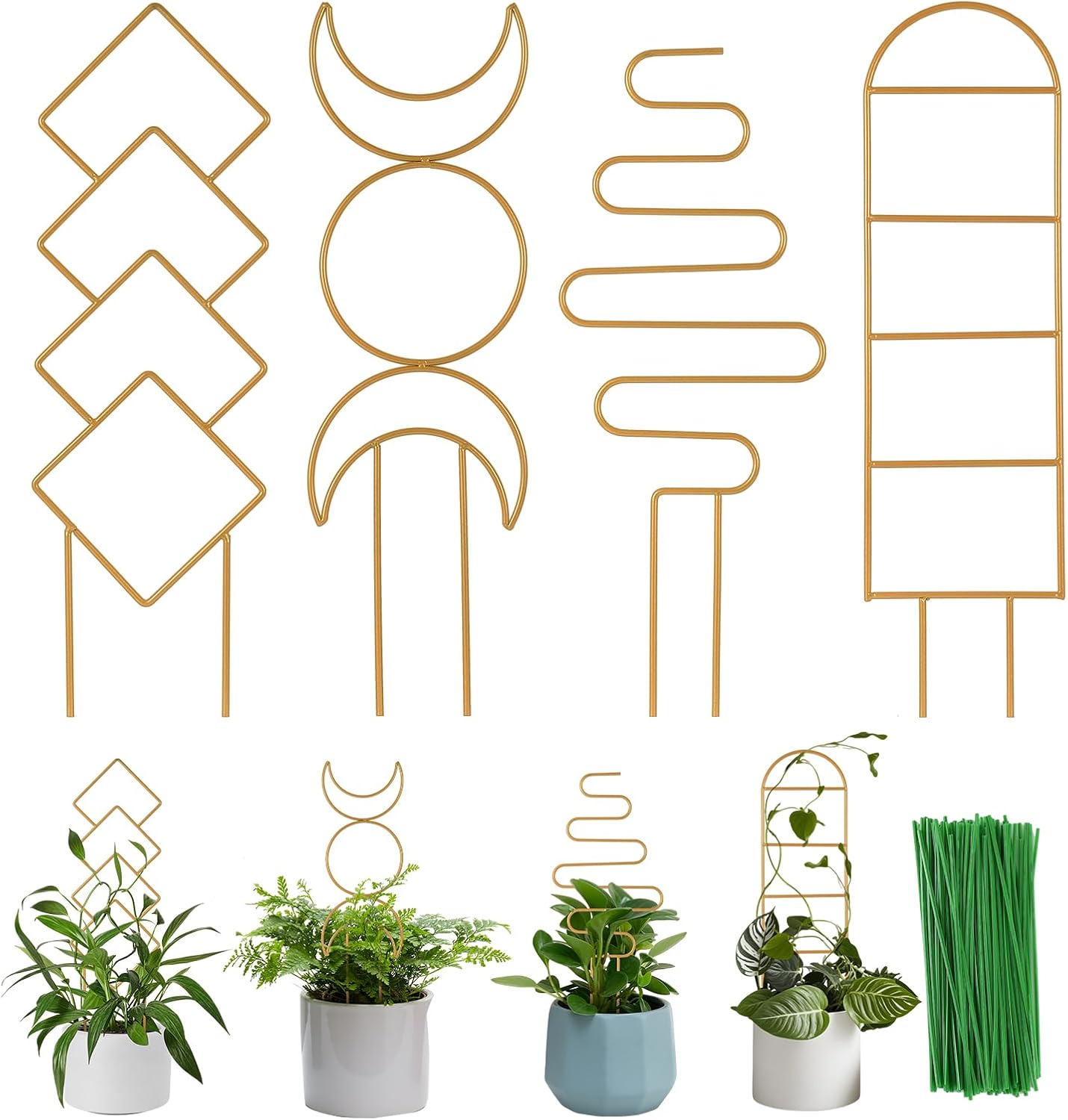 Indoor Plant Trellis for Potted Plants, 16inch Gold Small Trellis for Climbing P...