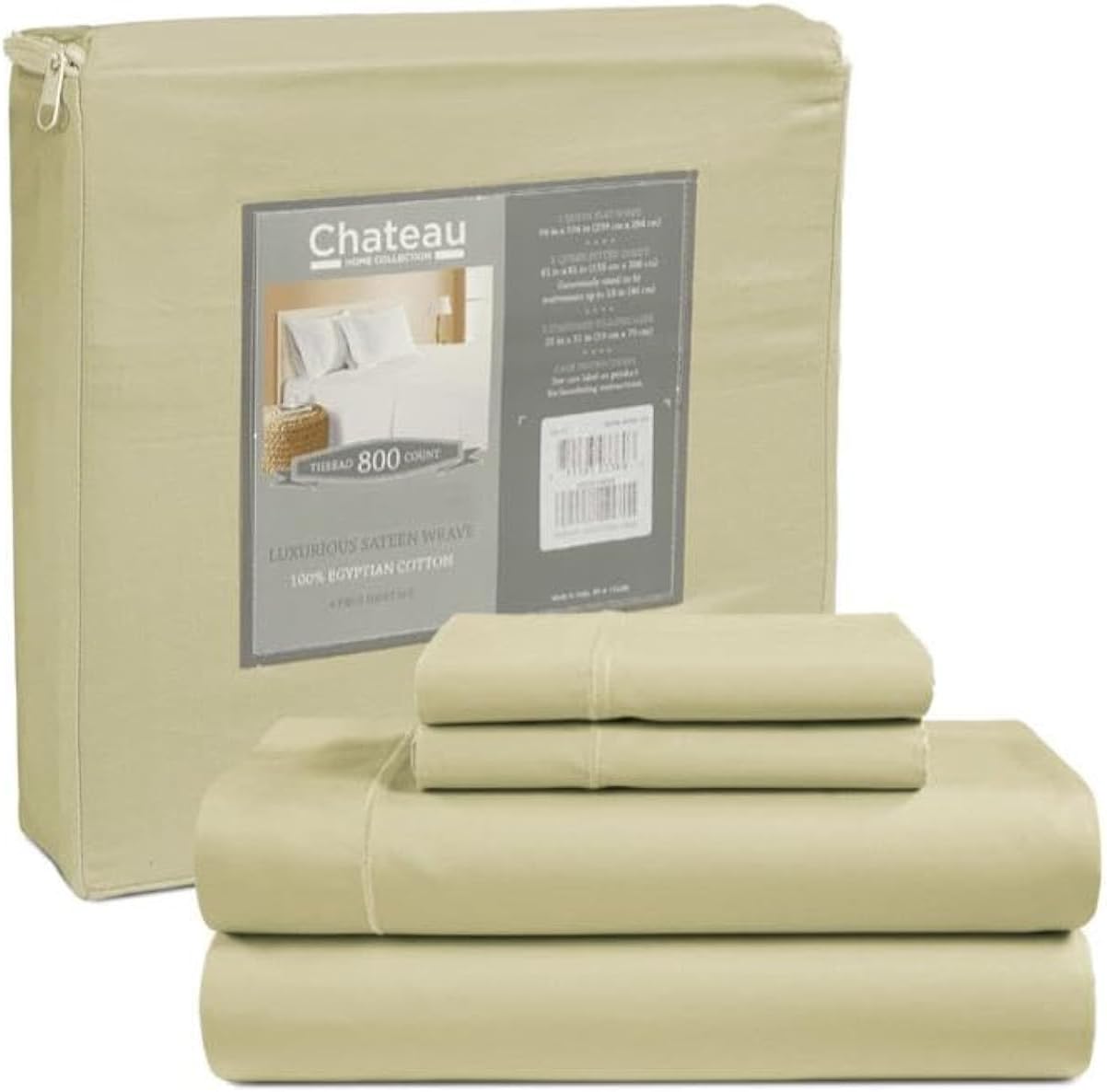 100% Egyptian Cotton Sheets Full Size, 800 Thread Count 4 Piece Sheet Set, Solid...