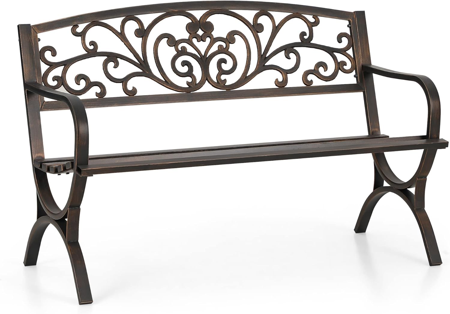 Sophia & William Metal Outdoor Bench, 50" Outdoor Garden Bench Patio Park Bench,...
