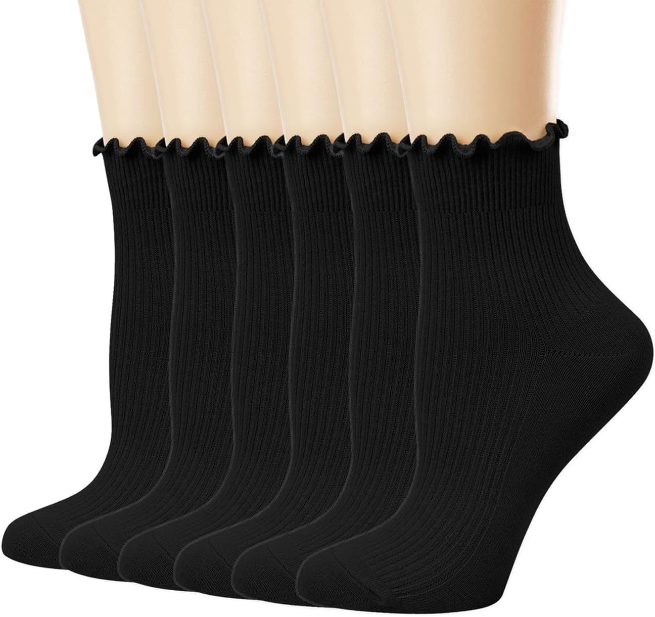 Mcool Mary Women's Ruffle Socks,Casual Cute Ankle Socks Breathable Knit Cotton S...