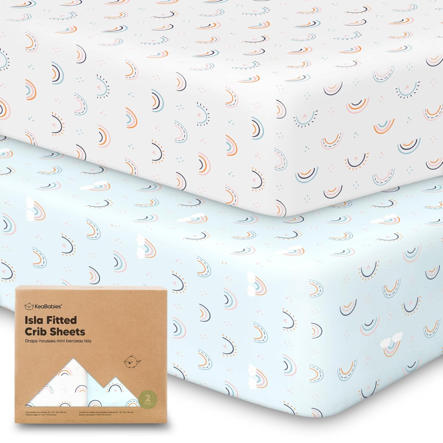 2-Pack Crib Sheets for Boys, Girls - Viscose Derived from Bamboo Fitted Crib She...
