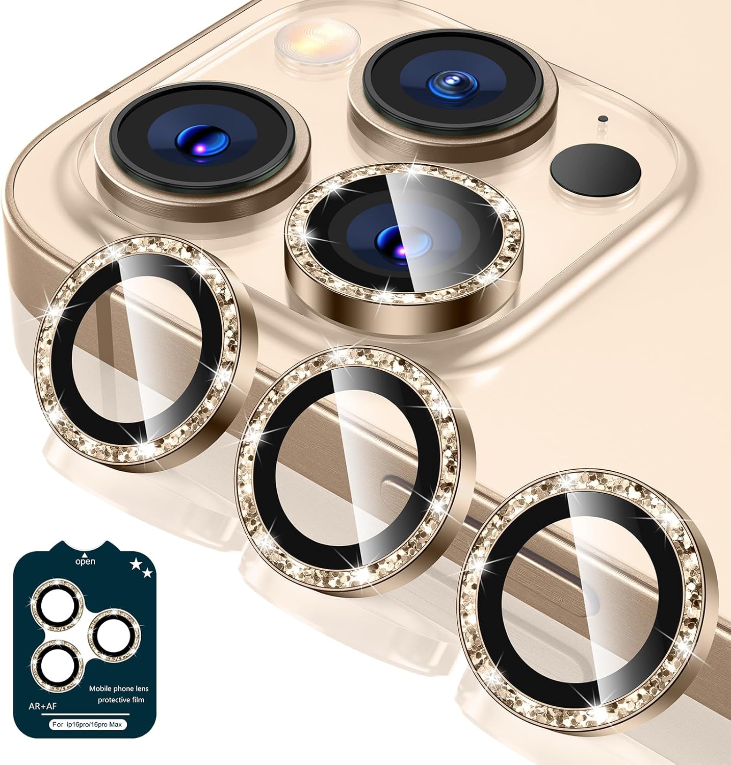 Tensea for iPhone 16 Pro/iPhone 16 Pro Max Camera Lens Protector, 9H Tempered Gl...
