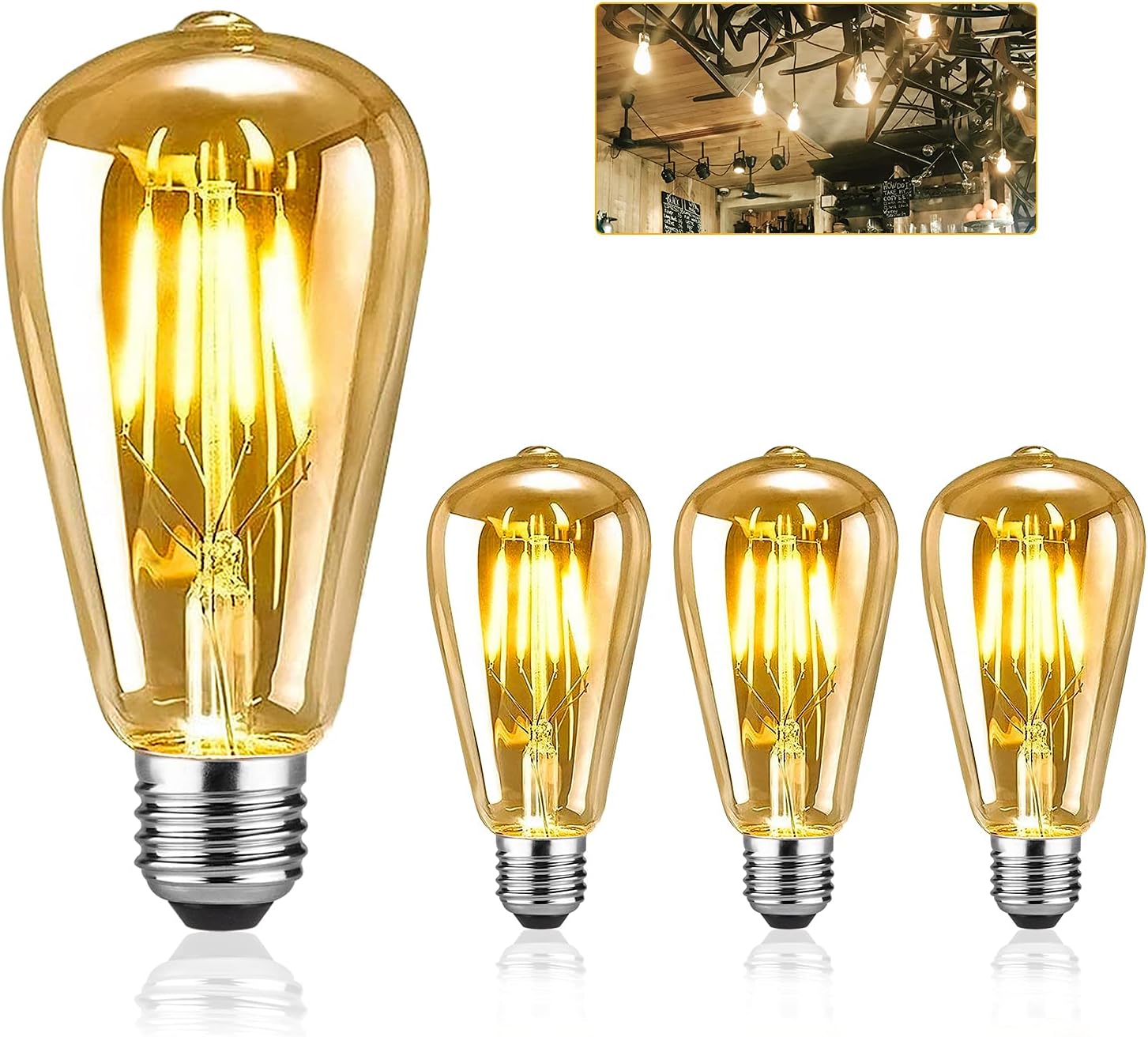 EYLM Edison Light Bulbs E27 Vintage Edison LED Light Bulbs 4W (Equivalent to 40W...