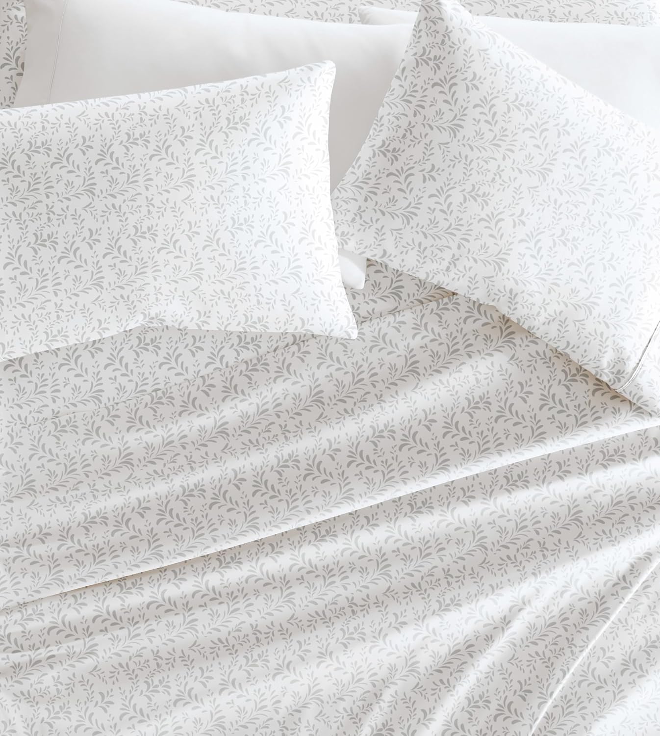 Linen Market 4 Piece King Size Sheets (Gray Vines) - Sleep Better Than Ever with...