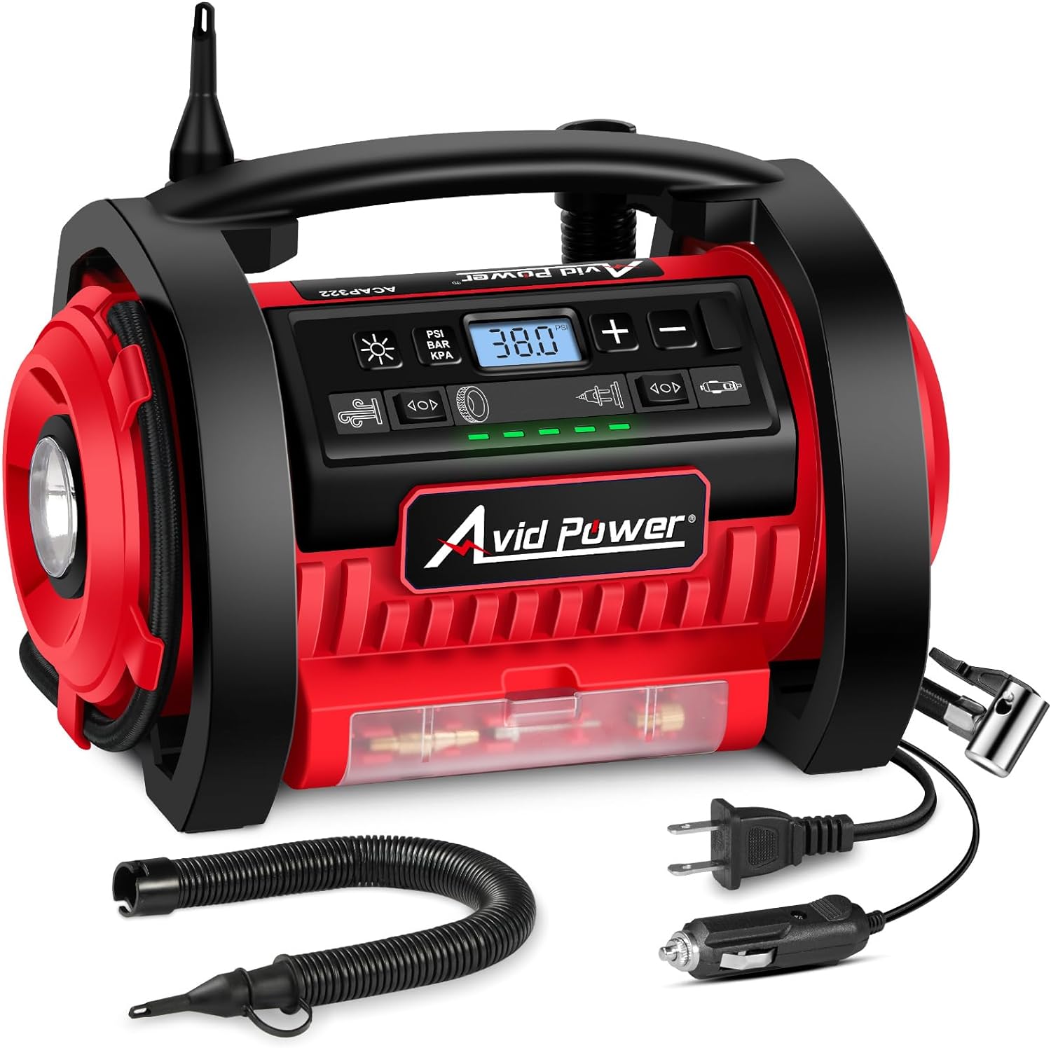 AVID POWER Tire Inflator Portable Air Compressor, 12V DC / 120V AC Car Tire Pump...