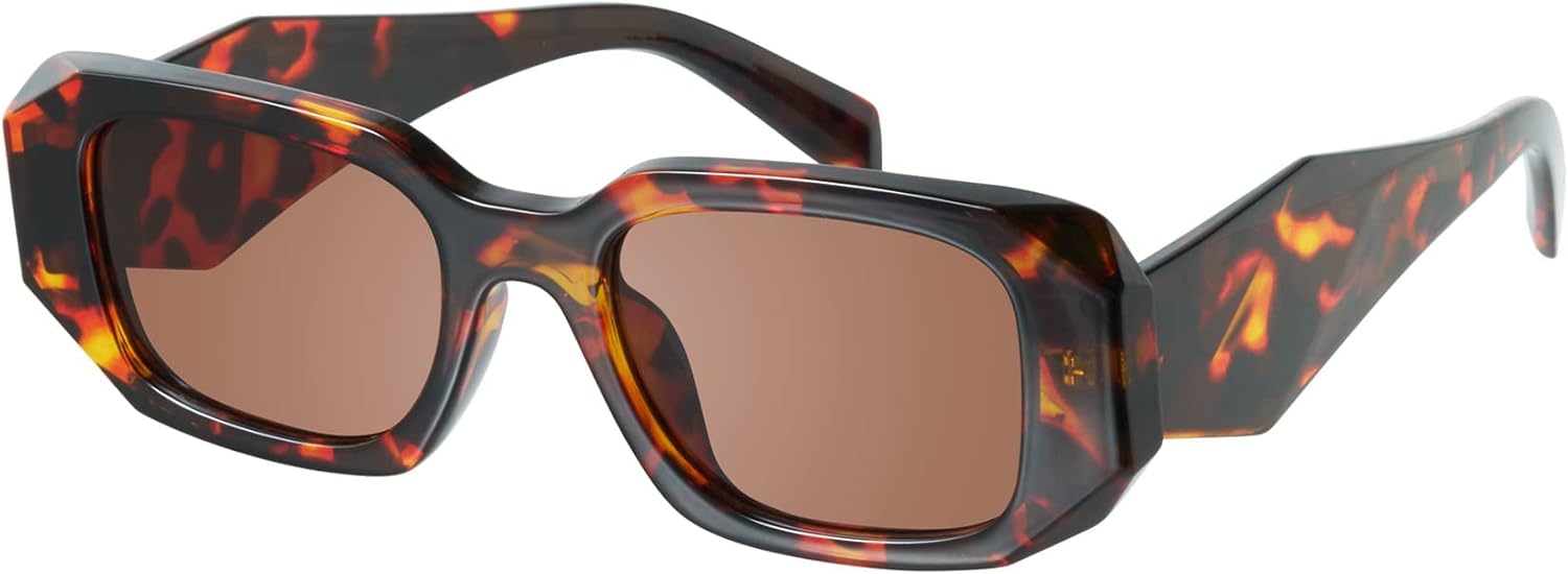 mosanana Trendy Rectangle Sunglasses for Women Men-Goulding C2-tortoise