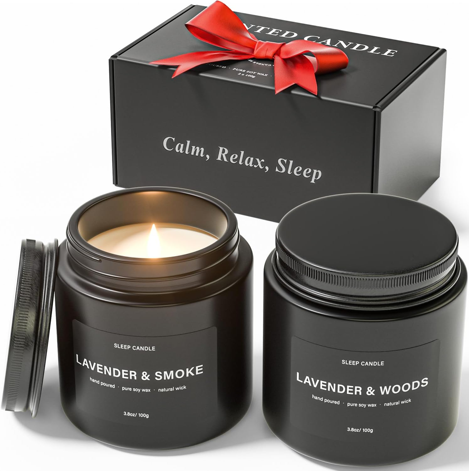 Sleep Candles Gifts for Men, Lavender Scented Candles Gift Set for Anxiety, Lave...