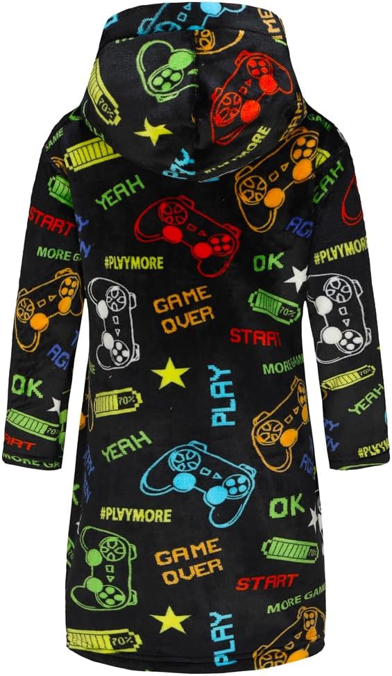 Boys Girls Bathrobes,Toddler Boy Girl Robes,Children's Plush Soft Coral Fleece H...