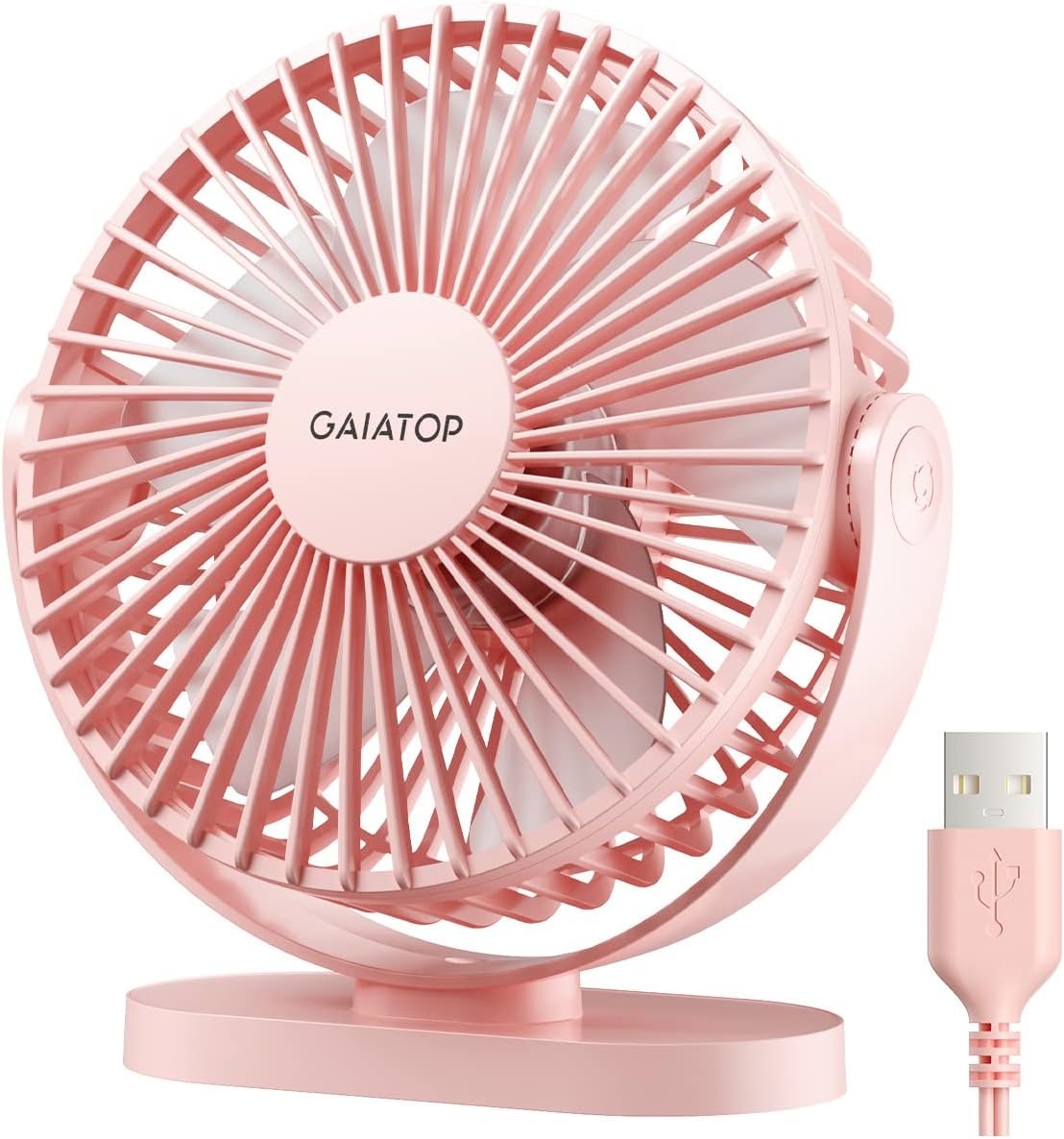 Gaiatop USB Desk Fan, 5.5 Inch Small Quiet Powerful 3 Speeds 90° Rotate, Persona...