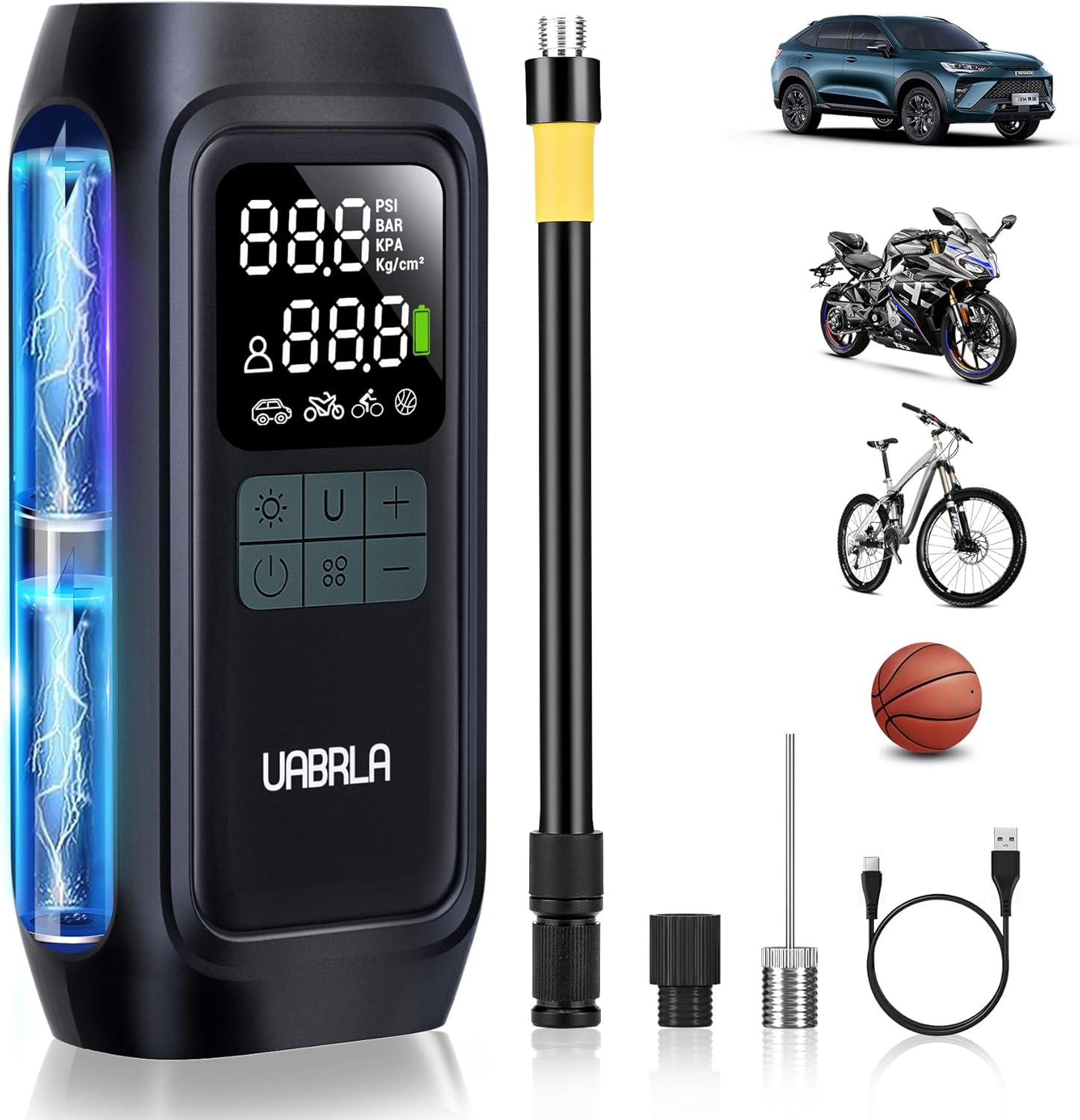 UABRLA Tire Inflator Portable Air Compressor, 20000mAh & 2X Faster Inflation Ele...