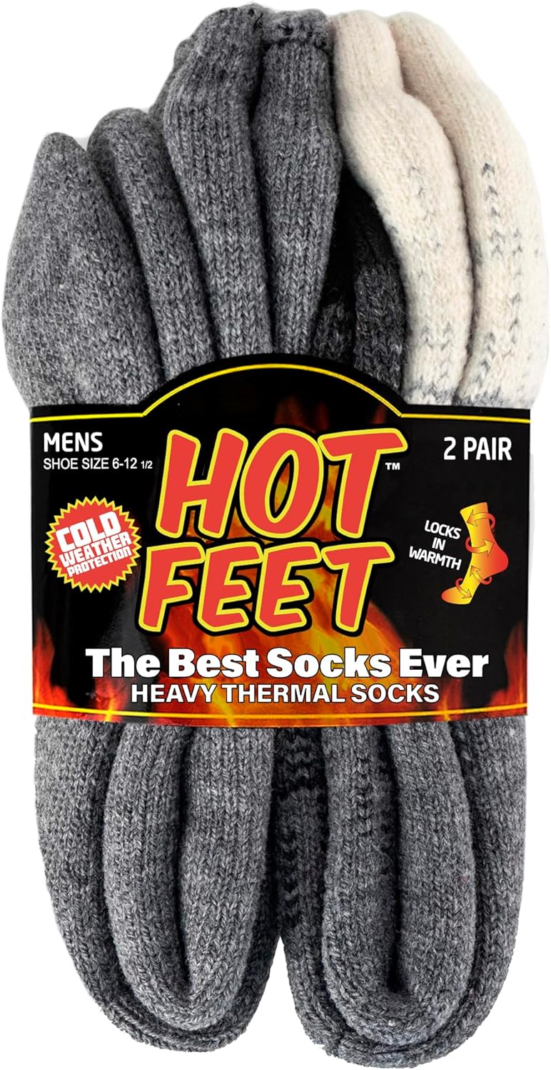 HOT FEET Thermal Socks for Men, Extreme Cold Weather, 2/4 Pack Thick Warm Socks...