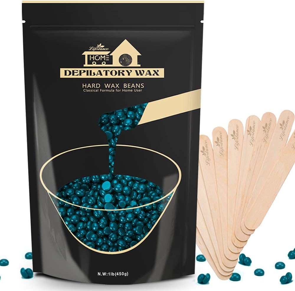 Lifestance 450g Dark Green Wax Beads, Slender Hair Removal Formula, Hard Wax Bea...