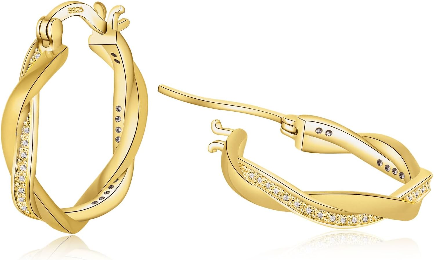 FUNTE® Silver Hoops Earrings for Women - 925 Sterling Silver Hoop Earrings,Hoop...