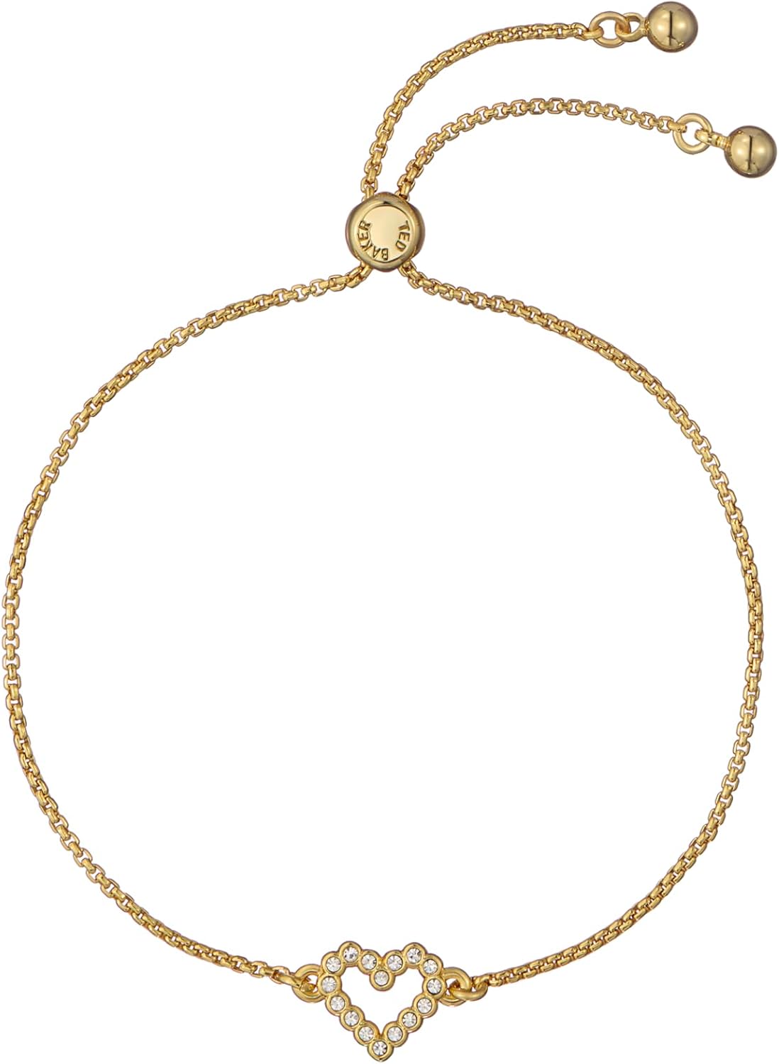 Ted Baker Amorita Crystal Halo Heart Adjustable Bracelet For Women Gold/Crystal
