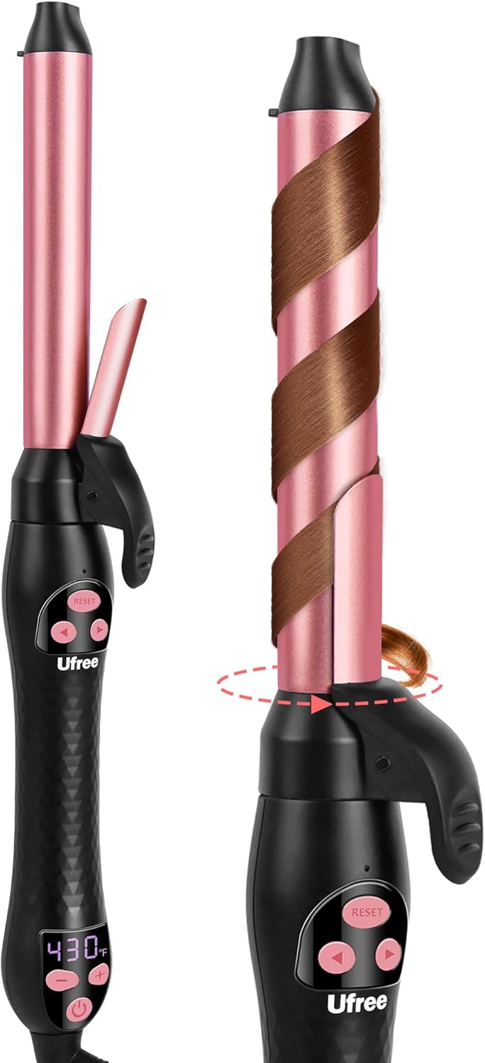Ufree Rotating Curling Iron 1 Inch, Curling Wand, Automatic Hair Curler with Lon...