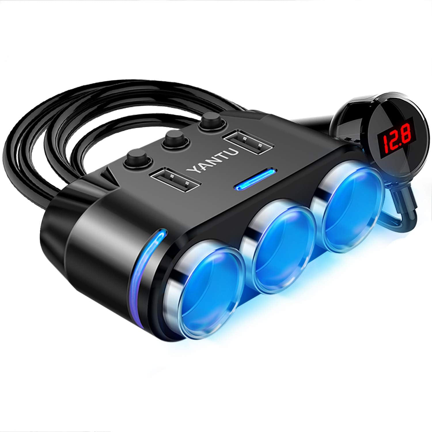 YANTU 150W 3 Socket Cigarette Lighter Adapter Cigarette Lighter Usb Charger with...