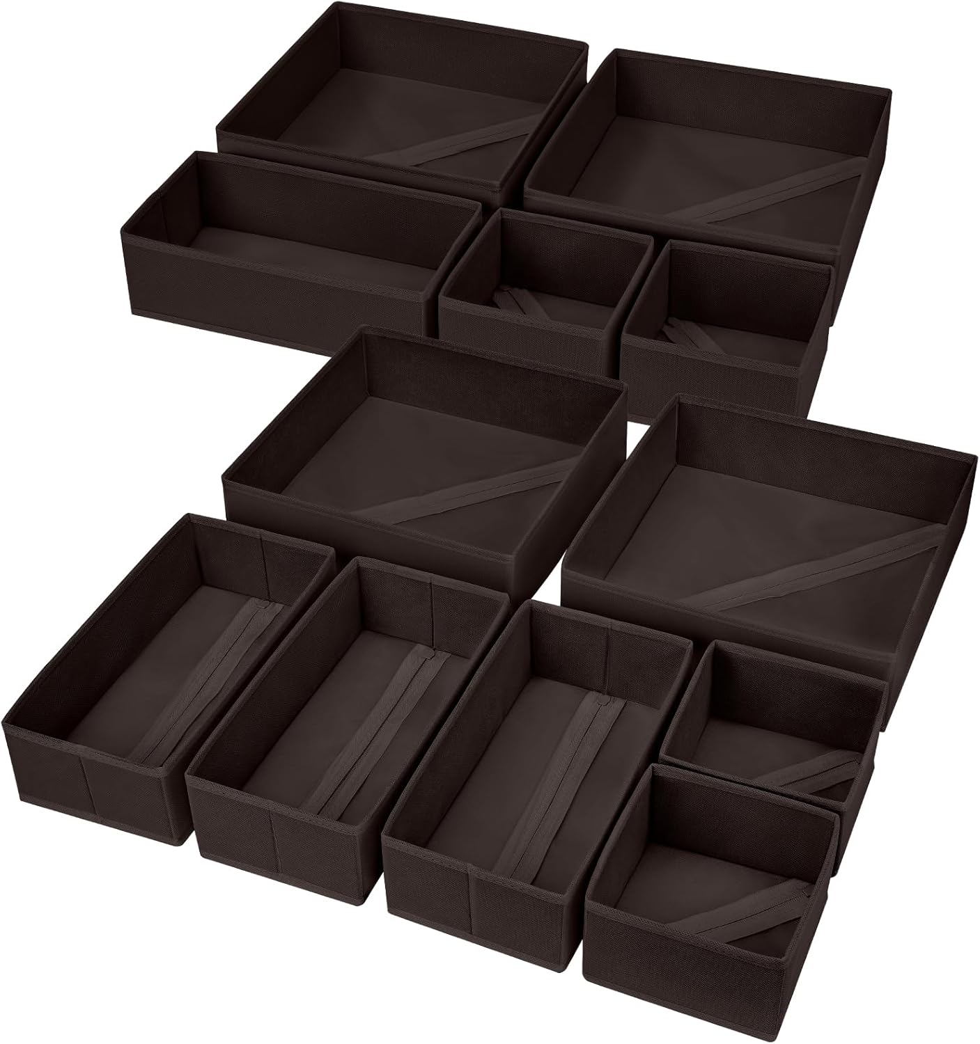 DIMJ 12 Pack Drawer Organisers Foldable Storage Box Fabric Drawer Dividers Wardr...