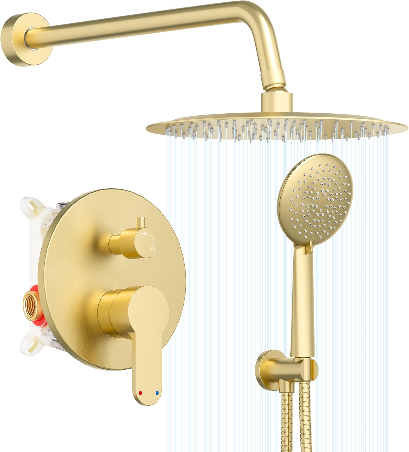 Gabrylly Gold Shower System, Shower Faucet Set with Pressure Balance Shower Valv...