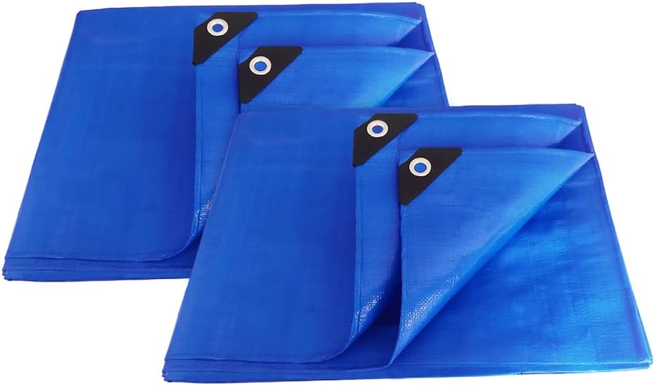 ANSIO Tarpaulin 3m x 3m / 10ft x 10ft Pack of 2 Tarpaulin Sheet 70 GSM Economy T...