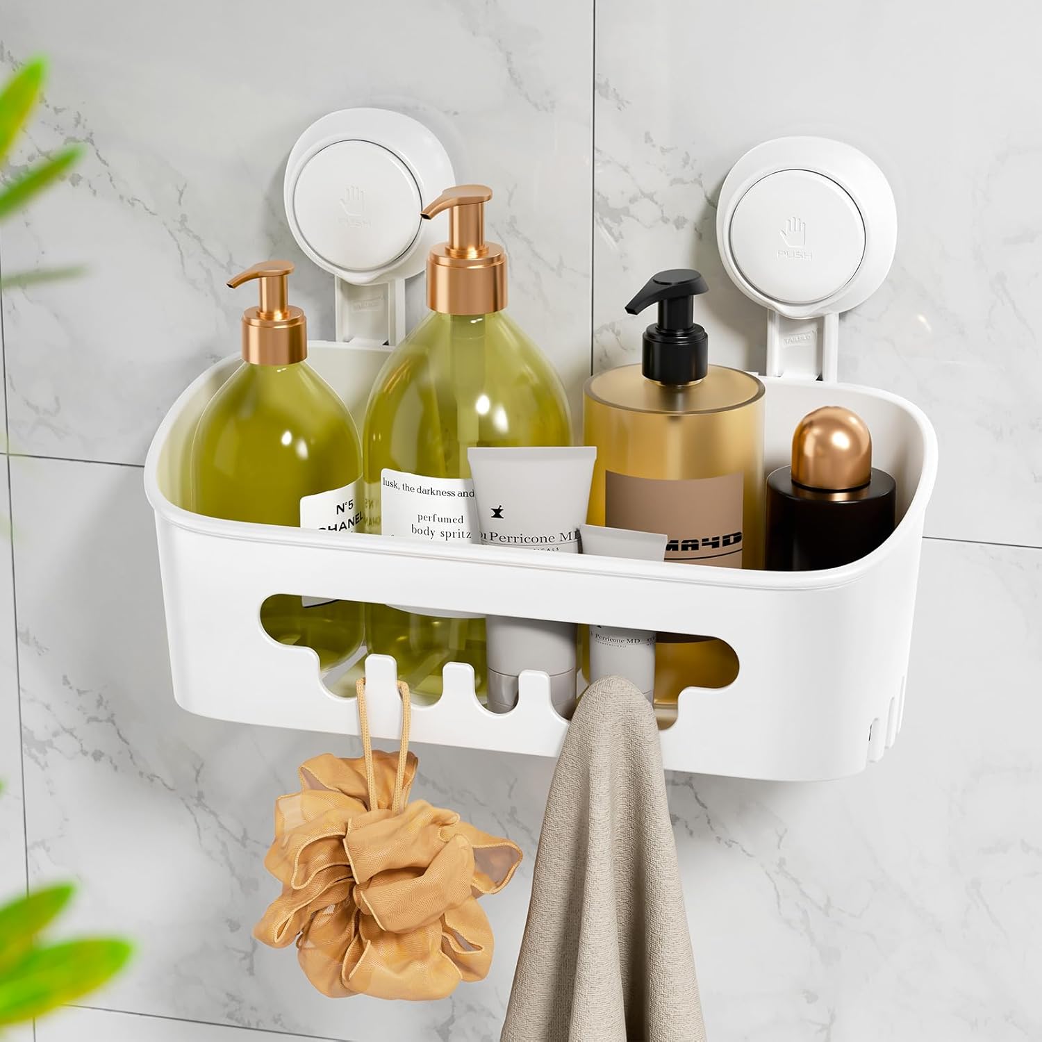 LEVERLOC Suction Shower Caddy Bathroom Basket Shelf Suction Shower Caddy Storage...