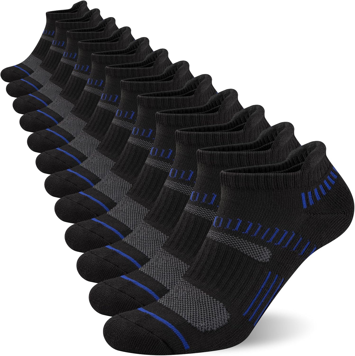 COOPLUS Mens Ankle Socks Athletic Cushioned Breathable Low Cut Tab With Arch Sup...