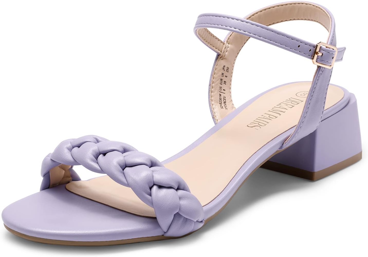 DREAM PAIRS Women's Low Heels for Women Braided Open Toe Ankle Strap Block Chunk...
