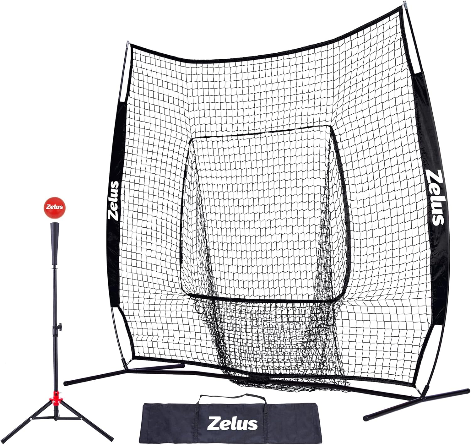 ZELUS 7x7ft Baseball Net, Baseball Softball Practice Net with Tee, Baseballs and...