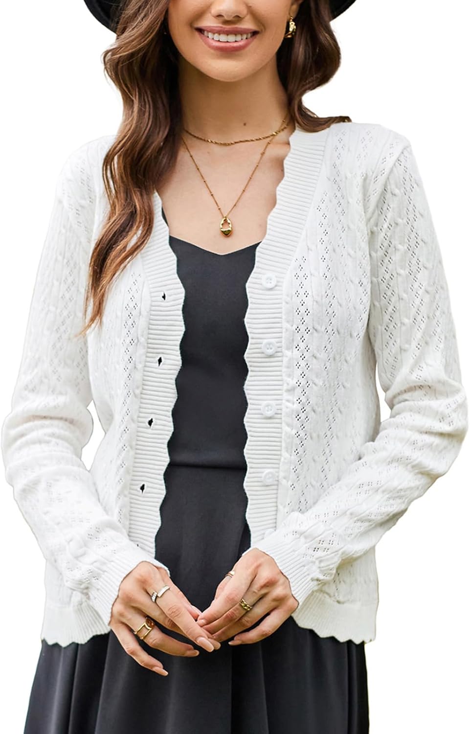 KANCY KOLE Women's 2025 Long Sleeve Cropped Cardigan Sweaters Lightweight Croche...