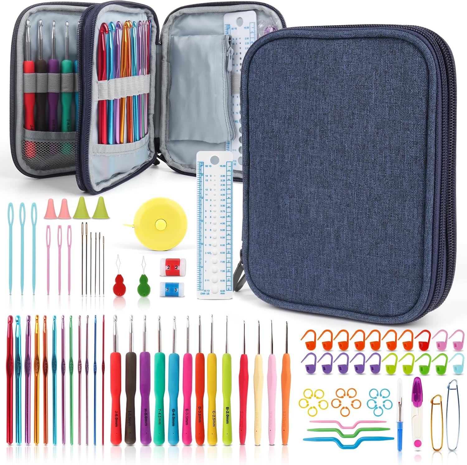 Katech 99-Piece Crochet Hooks Set, Crochet Hook Kit with Storage Case, Ergonomic...