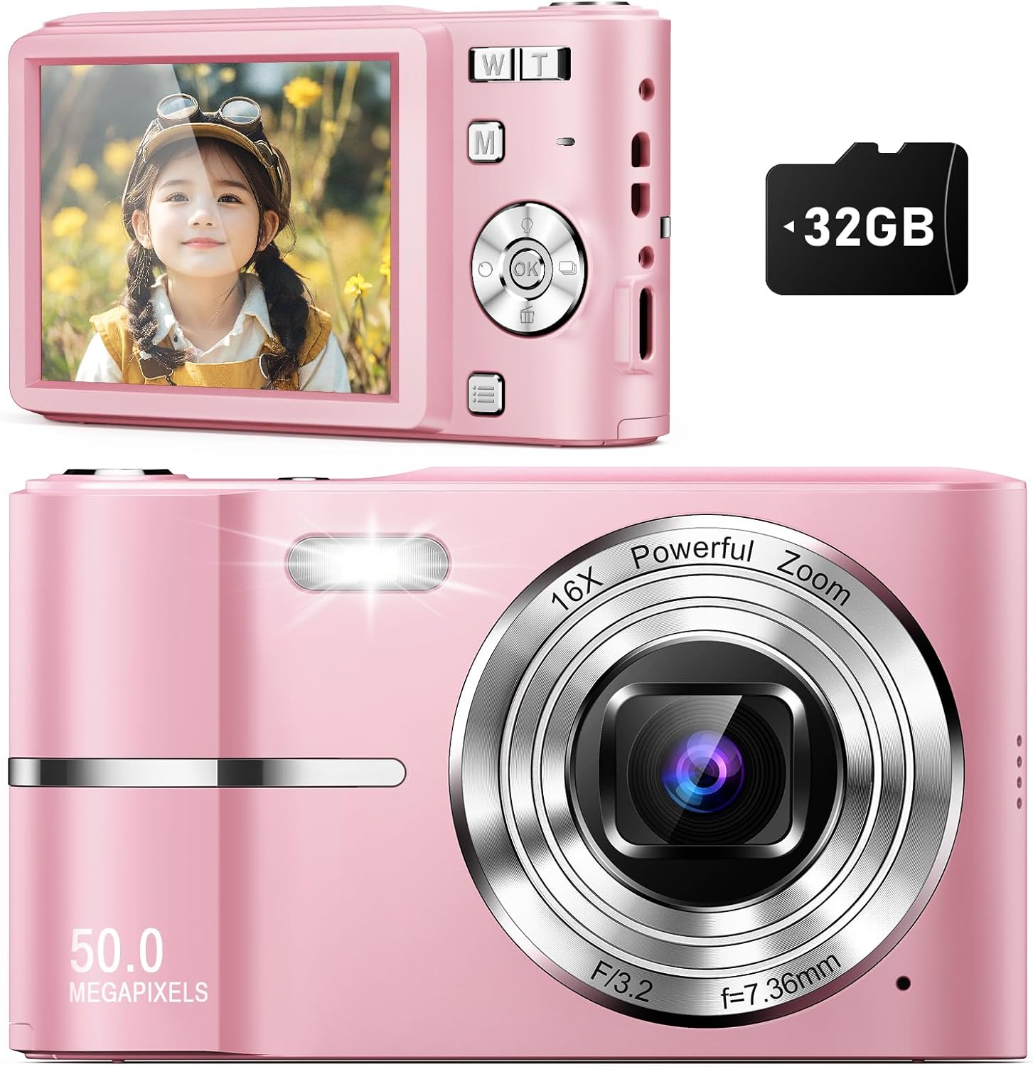 Upgrade Digital Camera,Autofocus 50MP FHD 1080P Camera with 16x Zoom Anti Shake,...