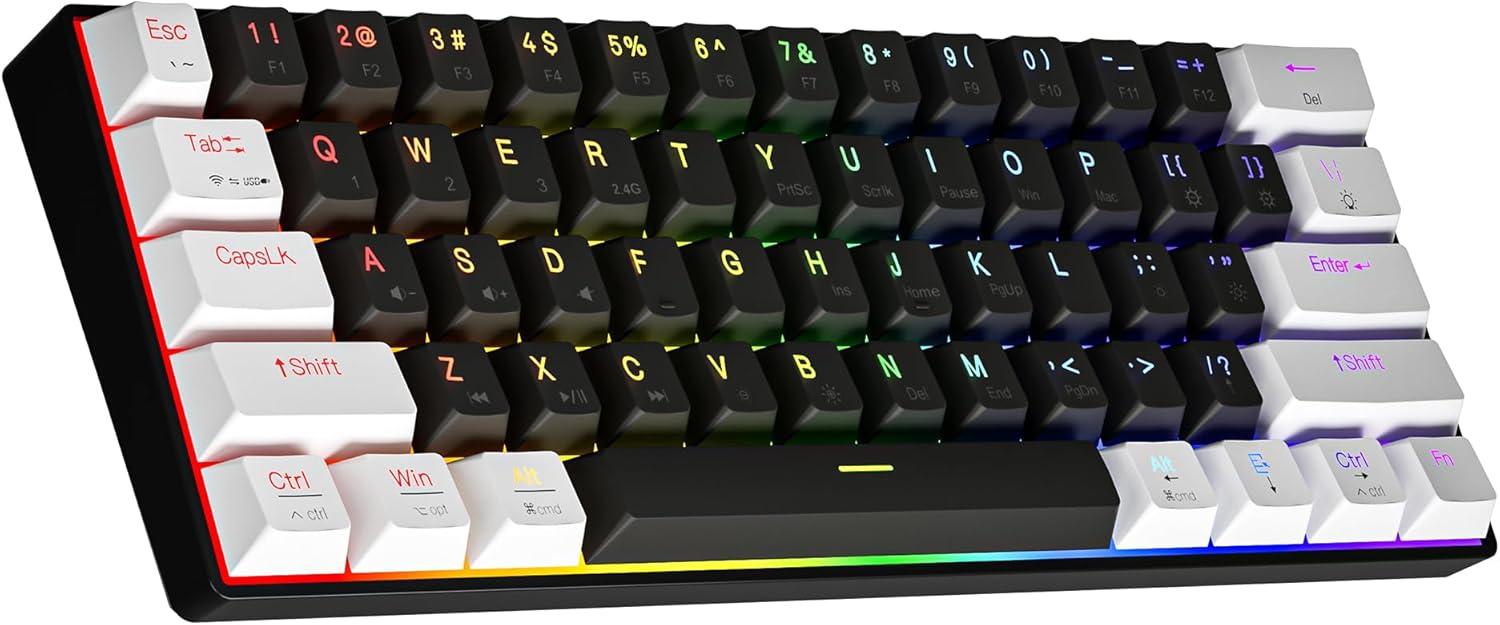 Newmen GM610 Wireless Mechanical Keyboard,60% USB C Wired/Bluetooth/2.4Ghz RGB B...
