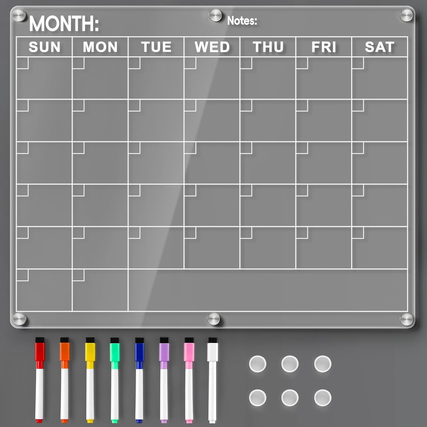 Acrylic Fridge Calendar, Magnetic Calendar for Refrigerator, Clear Monthly Plann...