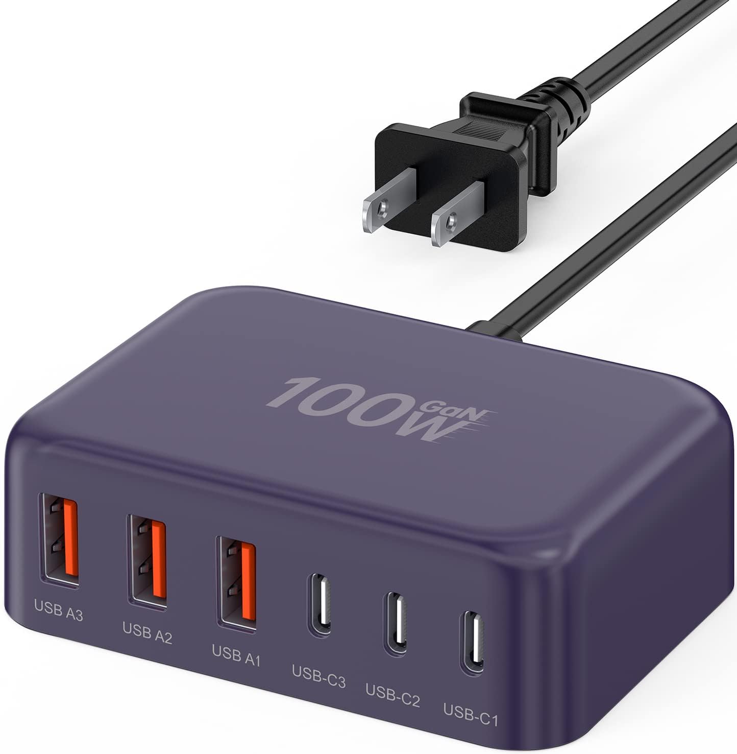 USB C Fast Charger, 100W GaN 6 Port Type USB C Charging Station Hub Block Cube,...