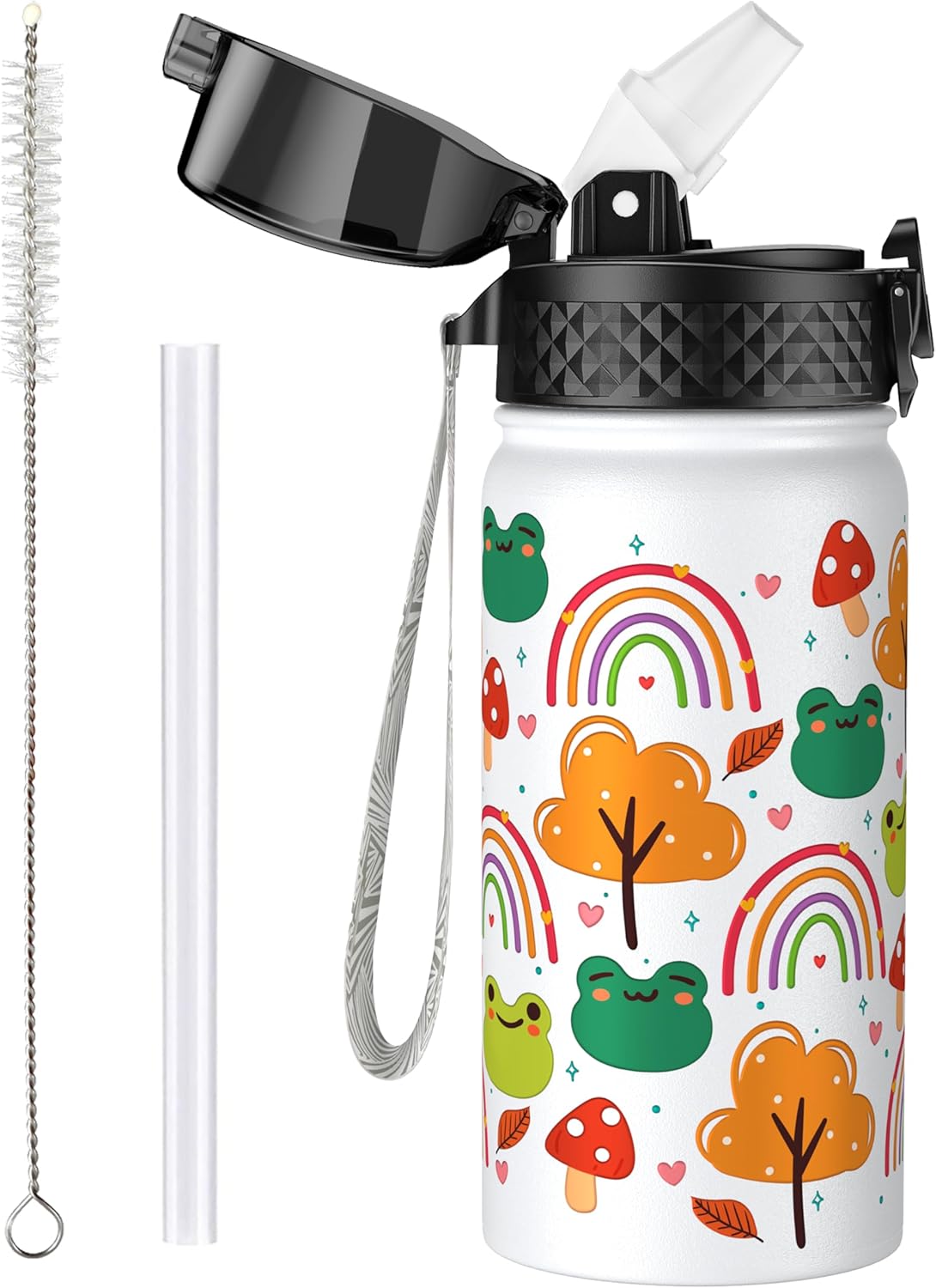 OLDLEY 420ml/14oz Kids Stainless Steel Insulated Water Bottle with Straw for Sch...