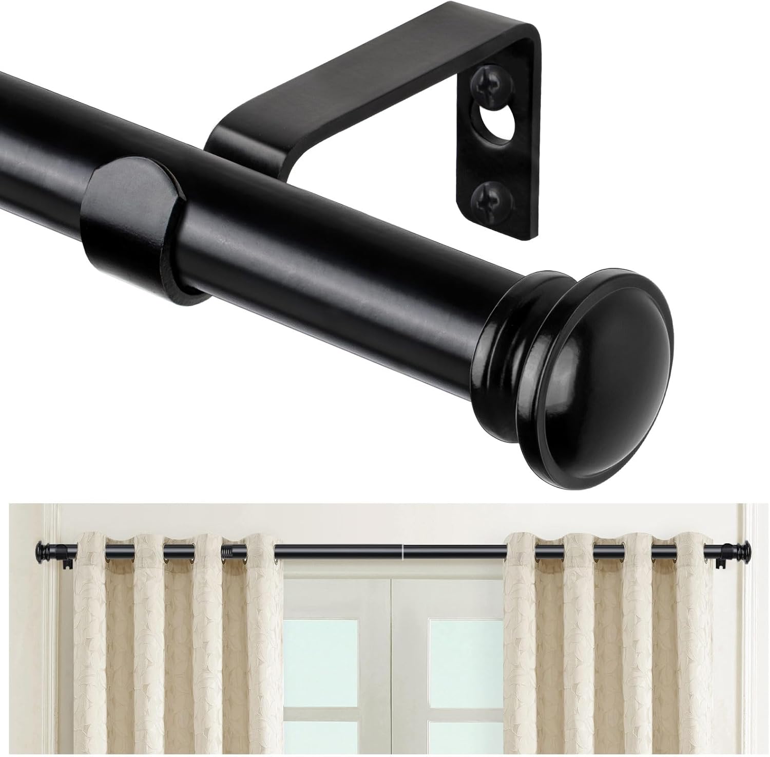 TONIAL Curtain Rod 32 to 58 Inch(2.6-4.8ft), Telescoping Splicing 3/4 Drapery Ro...