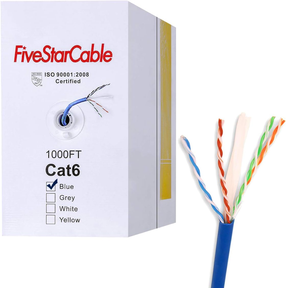 Cat6 1000ft Twisted Pair 23AWG Solid UTP Network Ethernet Router Cable, 550Mhz,...
