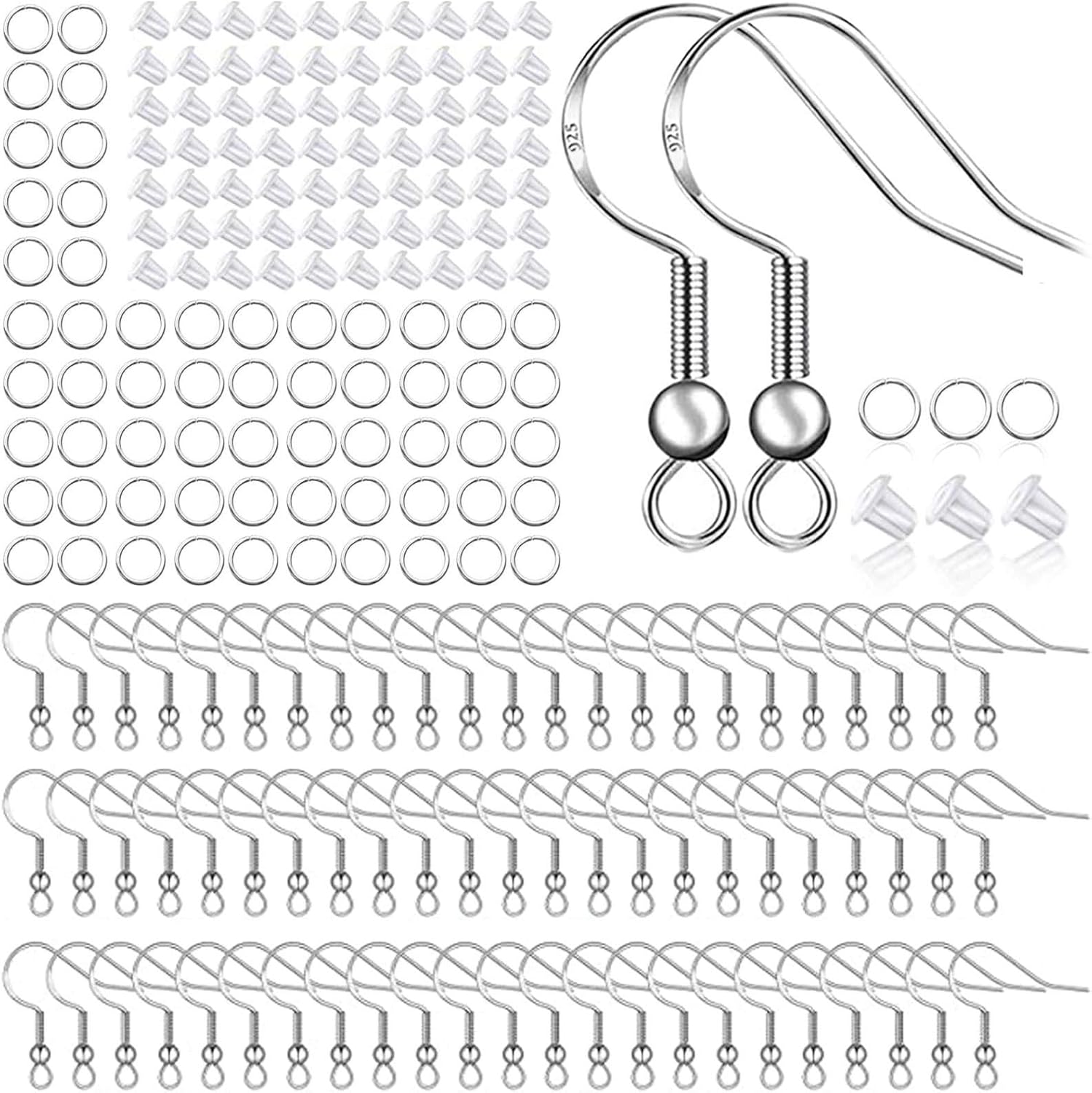 925 Sterling Silver Plated Earring Hooks 150 PCS/75 Pairs,Ear Wires Fish Hooks,5...