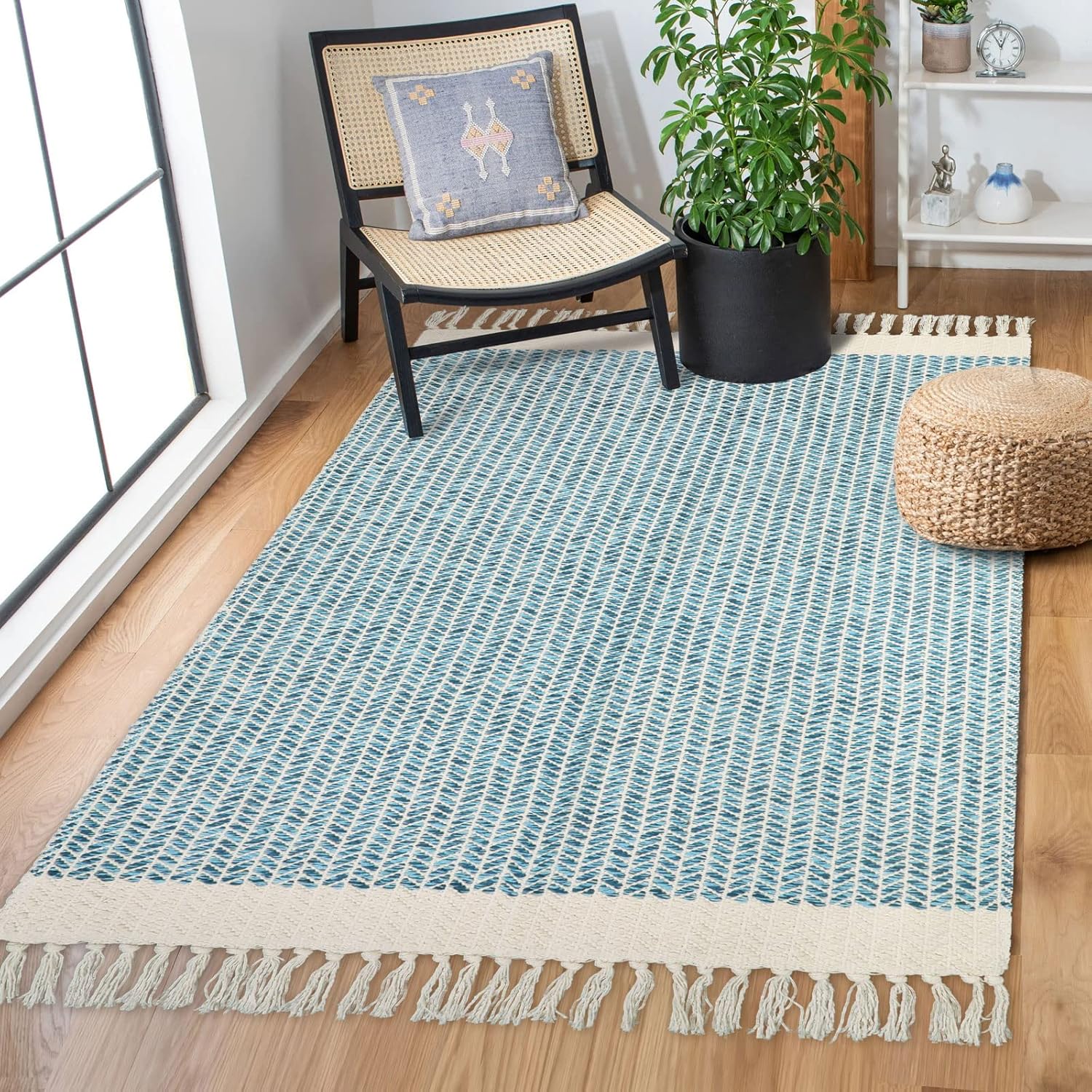 Lahome Boho Bedroom Rug, 3x5 Blue Office Rug Lightweight Bath Door Mats Indoor W...