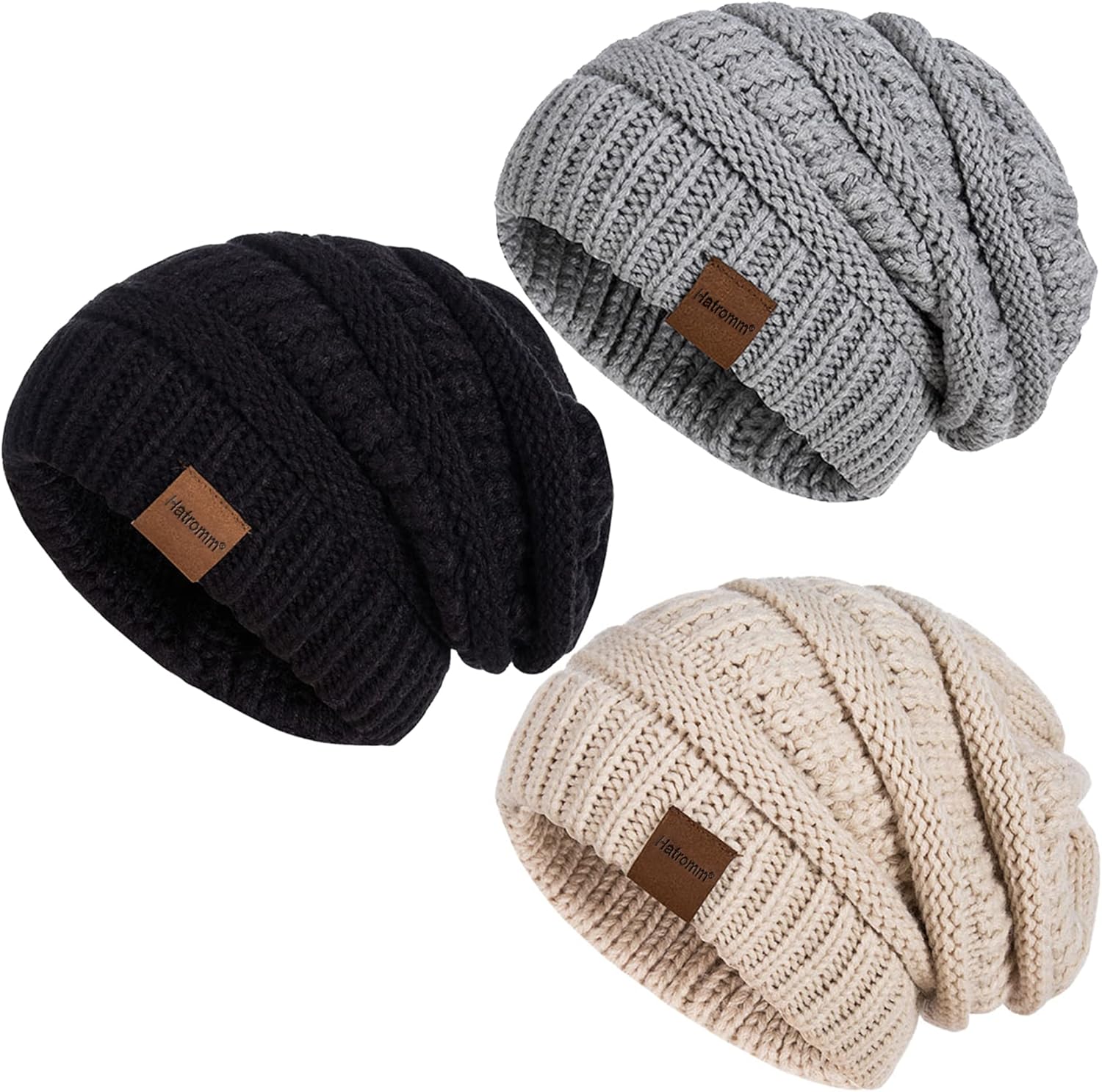 Womens Beanies for Winter 3 Pack, Slouchy Beanies for Women Oversized Knit Warm,...