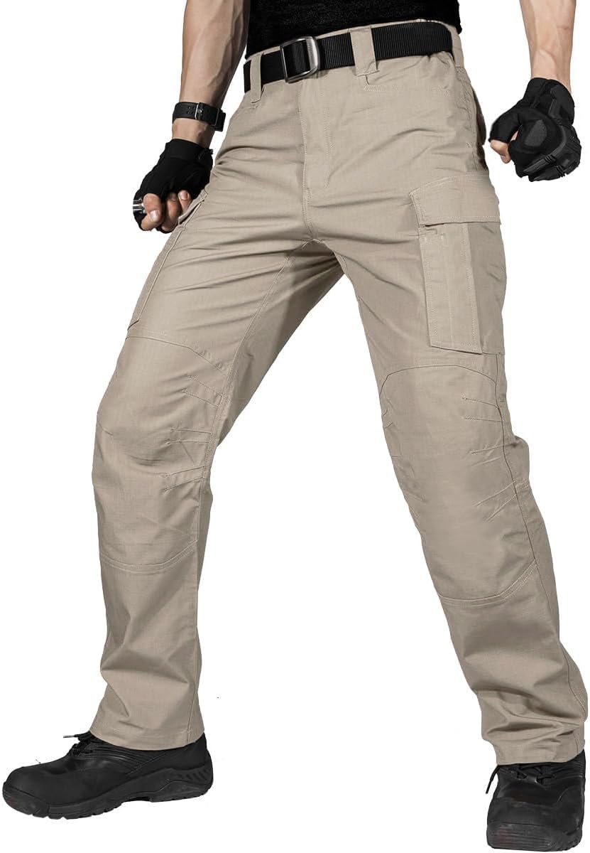 FREE SOLDIER Men's Water Resistant Pants Relaxed Fit Tactical Cargo Work Pants w...