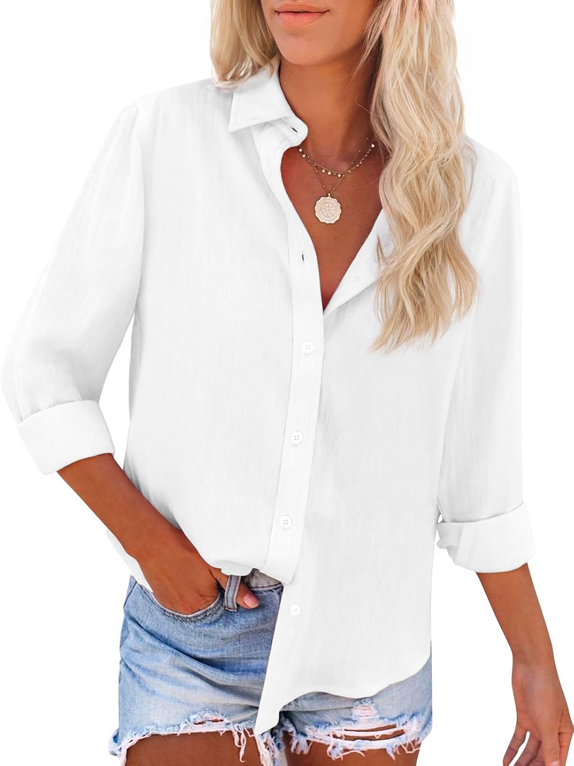 siliteelon Button Down Shirts for Women Fitted Shirts Long Sleeve Wrinkle-Free B...