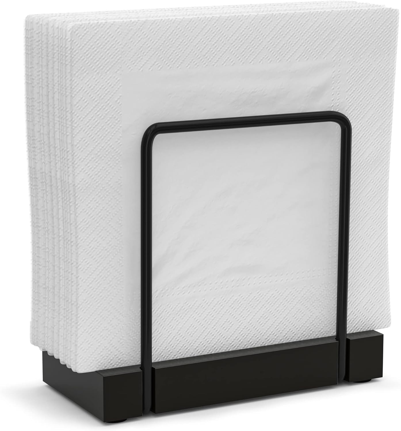 Wican Napkin Holder for Table, Bamboo Iron Standing Napkin Dispenser for Kitchen...