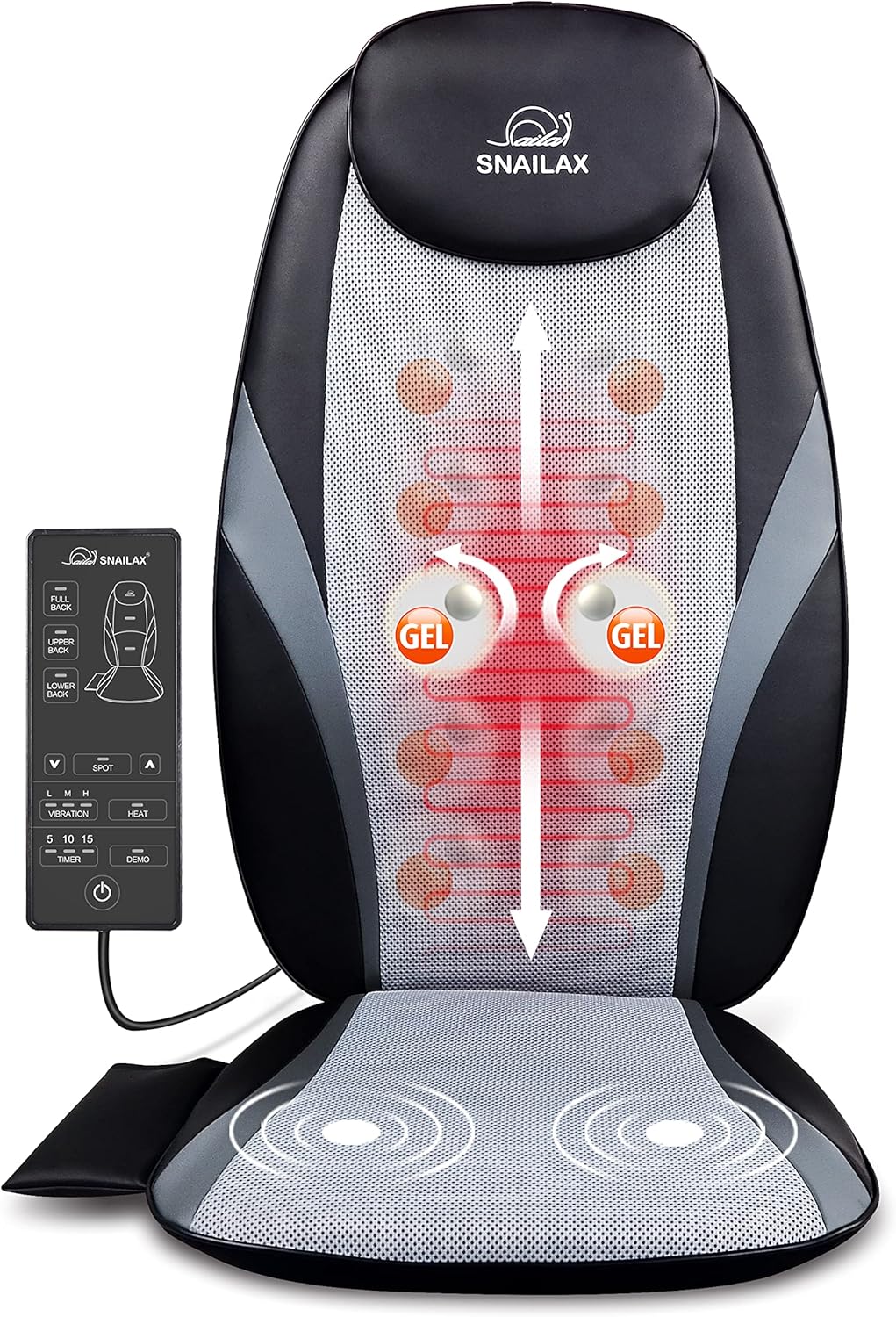 Snailax Shiatsu Back Massager with Heat - Gel Mass...
