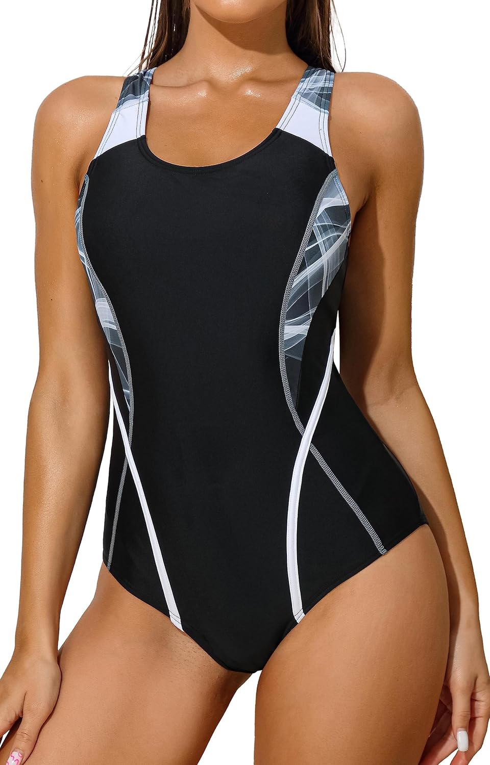 CharmLeaks Women's Competitive Athletic One Piece Swimsuit Racerback Training Sw...
