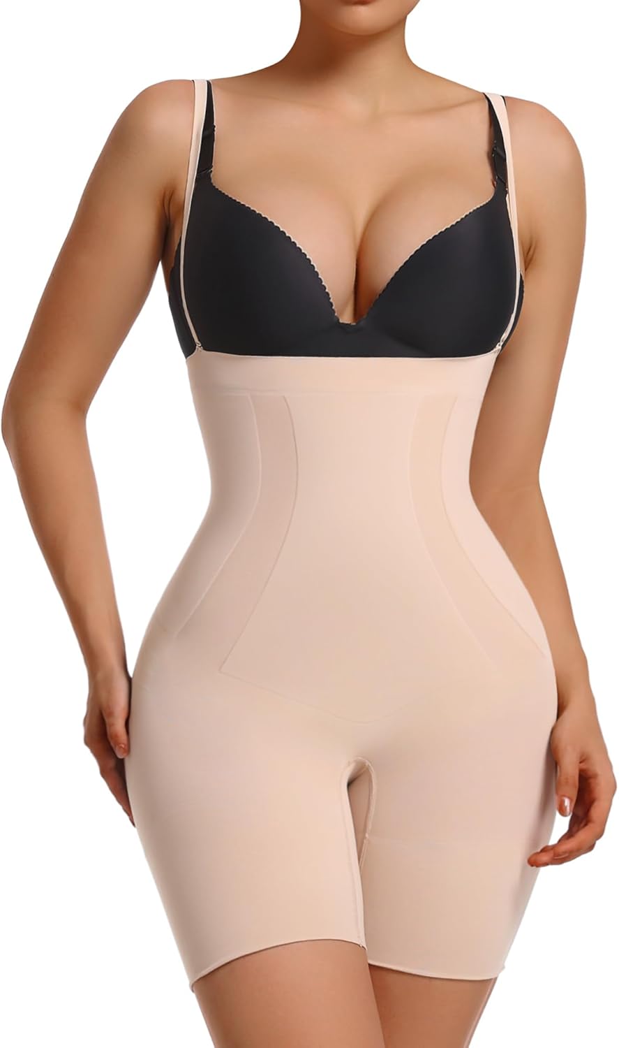 SHAPERX Shapewear for Women Tummy Control Open Bust Thigh Slimmer Body Shaper Me...