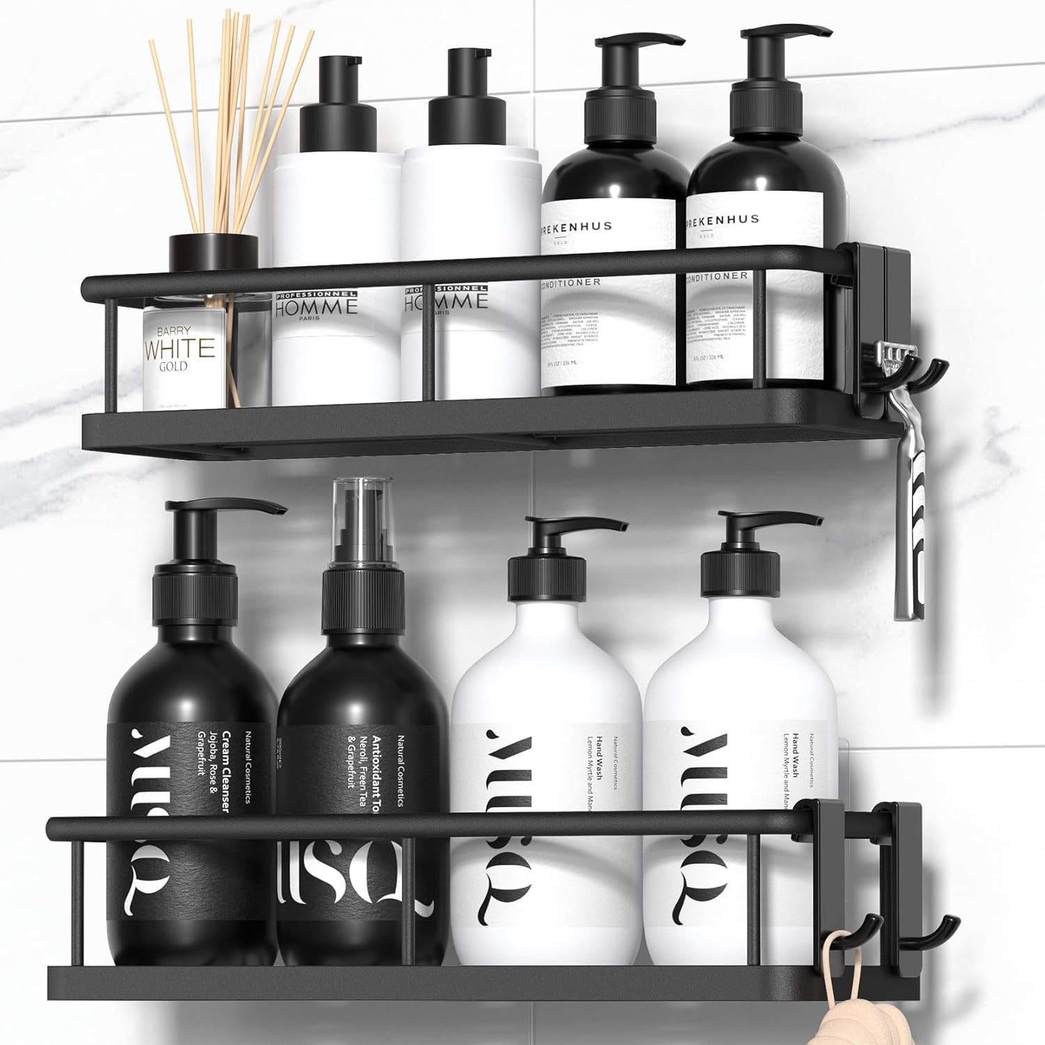 YASONIC Shower Caddy Adhesive, No Drill Bathroom Shower Organizers, with Removab...